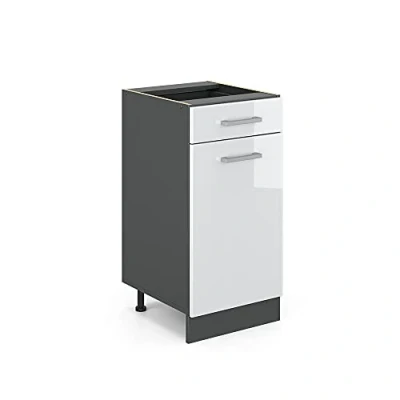 Abbildung von Vicco Unterschrank R Line, Weiß Hochglanz/Anthrazit, 40 cm ohne Arbeitsplatte