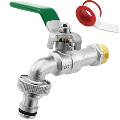Abbildung von SHYNE Premium 1/2 Zoll Wasserhahn aus Messing rost und frostsicher + Gratis Schlauchanschluss PTFE Band E Book für Garten, Waschmaschine, Regentonne (2er Pack)