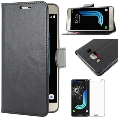 Abbildung von ebestStar kompatibel mit Samsung Galaxy J5 2016 Hülle SM J510F Kunstleder Wallet Case Handyhülle (PU Leder), Kartenfächern, Standfunktion, Schwarz + Panzer Schutz Glas