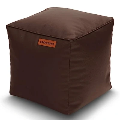 Abbildung von Green Bean Sitzhocker aus Kunstleder Pouf mit EPS Perlen Füllung 40 x cm perfekte Ergänzung zum Sitzsack Sitzwürfel Sitzkissen Hocker Fußhocker Dunkelbraun