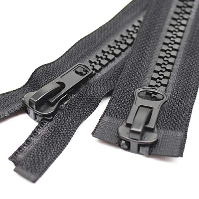 Abbildung von MebuZip 45 cm #10 Reißverschluss Kunststoff 2 Wege teilbar Schwarze Reissverschluss für Mantel Jacken (2 Wege)