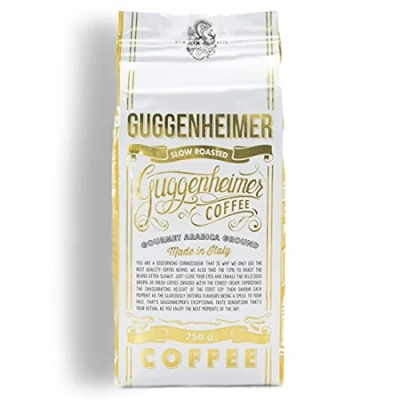 Abbildung von GUGGENHEIMER COFFEE Kaffee GEMAHLEN 500g Gourmet Arabica Extra langsam geröstet wenig Bitterstoffe Bester Espresso für Espressokanne 2 x 250 g