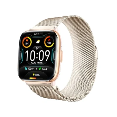 Abbildung von Trevi T FIT 265A Smartwatch mit 1,75 Zoll AMOLED Display, Always On Full Touch, kabellose Anrufe, Schlafüberwachung, Schritte, Herzfrequenz, Fitness Tracker, wasserdicht IP67, Gold
