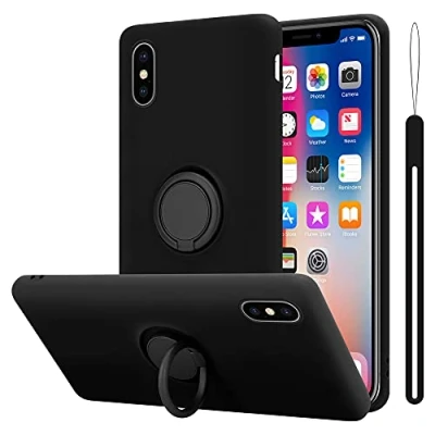 Abbildung von Cadorabo Hülle kompatibel mit Apple iPhone X XS Schutzhülle TPU Silikon Case Liquid Design Ring Slim Kratzfest Liquidsilikon Microfaser Rundumschutz für in Schwarz