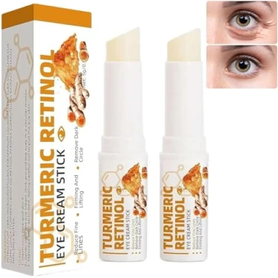 Abbildung von Kurkuma Retinol Augencreme Stick, Stick für Tränensäcke, Balsam unter den Augen, Creme Augen bei Schwellungen und Tränensäcken, aufhellender Augenbalsam (2 Stück)