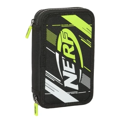 Abbildung von Safta NERF GET Ready Federmäppchen für Kinder, mit Farben, 28 Utensilien, ideal Kinder von 5 bis 14 Jahren, bequem und vielseitig, Qualität Widerstandsfähigkeit, 12,5 x 4