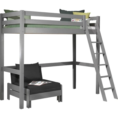 Abbildung von Vipack Hochbett, (Made in Europe), Hochbett mit 90 x 200 cm Liegefläche, grau oder weiß lackiert
