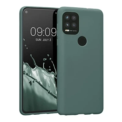 Abbildung von kwmobile Hülle kompatibel mit Motorola Moto G Stylus 5G weiches TPU Silikon Case Cover geeignet für kabelloses Laden Tannengrün