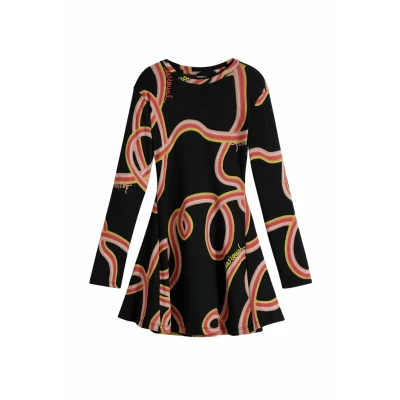 Abbildung von Desigual LONG Sleeve WITH Streamers Strickkleid für Kinder, Größe: 146/152, Black