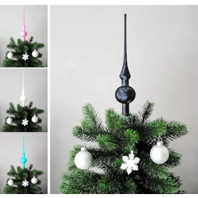 Abbildung von JACK Christbaumspitze Spitze Glas 28cm Eislack Glanz Matt Baumspitze Mundgeblasen Box, Farbe:Schwarz