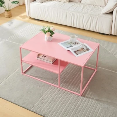 Abbildung von en.casa Couchtisch, »Solund« Beistelltisch Stahl 45x90x60 cm Rosa