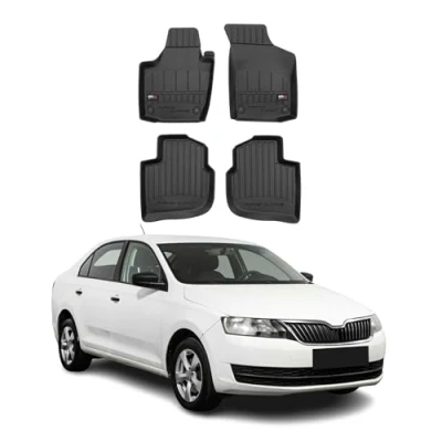 Abbildung von OMAC Gummi Fußmatten kompatibel mit Skoda Rapid 2012 2019 Premium TPE Automatten Schwarz 4X