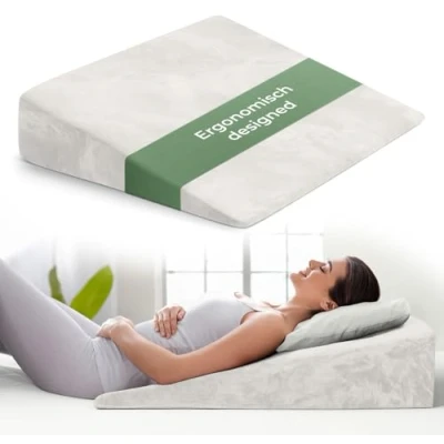 Abbildung von Well B4 Keilkissen für Bett und Couch, Matratzenkeil [mit 2 Liegezonen], Rückenkissen, Reflux, Bequemes Reflux Kissen Lesekissen zur Schlaferhöhung, oder als Rückenlehne