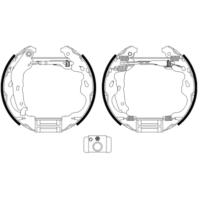 Abbildung von TEXTAR Shoe Kit Pro 84064502 Bremsensatz, Trommelbremse mit Radbremszylinder, Stellelement SUZUKI: SWIFT 3, Splash, OPEL: Agila B