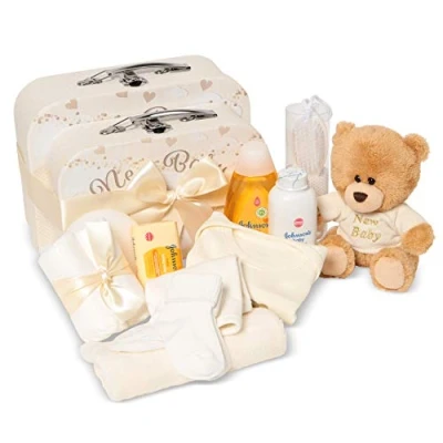 Abbildung von Baby Box Shop Geschenke Zur Babyparty Neutral 12 Reveal, Geschenk, Unisex Geschenkset, Gender Reveal Geschenk Neutral, Geschenkset Creme