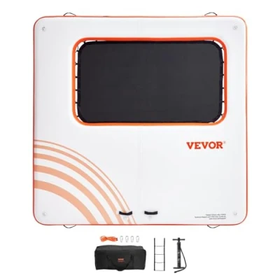 Abbildung von VEVOR Aufblasbares Schwimmdock 3,04x3,04m aufblasbare Dockplattform mit 1,21x2,13m Trampolinnetzpool Schwimmplattform tragbarer Tasche und Abnehmbarer Leiter zum Entspannen am Pool