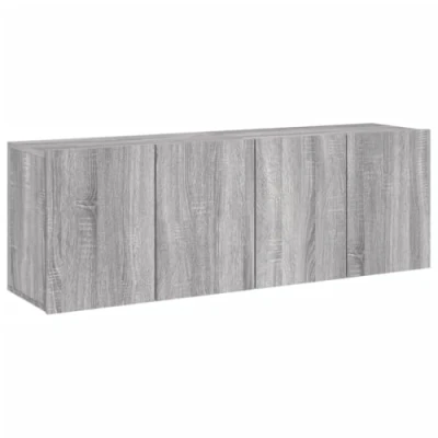 Abbildung von vidaXL TV Wandschrank 2 STK., Schrank mit viel Stauraum, Wandmontage Fernsehschrank Regal, Hängeschrank Möbel Ständer, Modern, Grau Sonoma