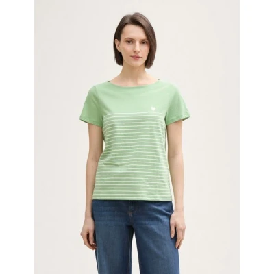 Abbildung von TOM Tailor MIT Streifenmuster Tshirt print, Damen, Größe: Medium, True green