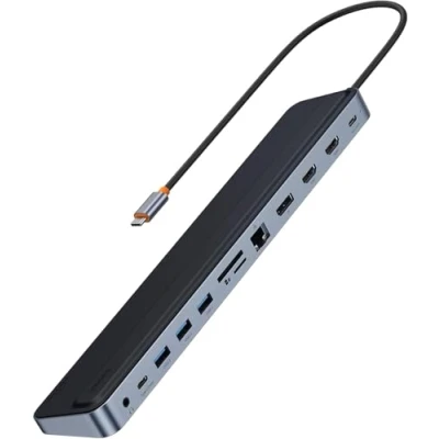 Abbildung von Baseus 11 in 1 Docking Station USB c Hub Triple Display Adapter mit 2 4K HDMI, 3 3.0, Typ Stromversorgung, VGA, SD/TF Kartenleser, Ethernet, 3,5 mm Audio für MacBook Pro/Air