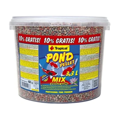 Abbildung von Pond Pellet Mix 3,3L / 462g Futter für Koi &amp; Goldfische Tropisches Pelletfutter Zierfische im Gartenteich Farbfördernd mit reduziertem Phosphorgehalt