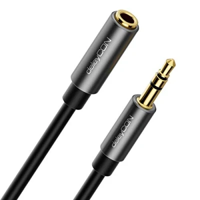 Abbildung von deleyCON 3,0m Klinke Audio Stereo AUX Kabel Verlängerungskabel 3,5mm Klinkenkabel Audiokabel Verlängerung Metallstecker Handy Smartphone Tablet Kopfhörer HiFi Receiver (Extra Dünn &amp; Flexibel)