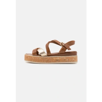 Abbildung von Marco Tozzi Plateausandalette, Damen, Größe: 38, Cognac Schuhe