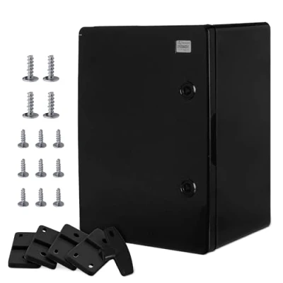 Abbildung von BOXEXPERT ABS Kunststoff Gehäuse, IP65, Wandschrank, Industriegehäuse, Leergehäuse, 400x300x220mm, schwarz, Montageplatte, Verriegelung, Gehäuse der Serie Fleet