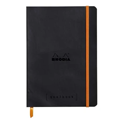 Abbildung von Rhodia 117742C Notizheft Goalbook (DIN A5, 14,8 x 21 cm, Dot, praktisch und trendige, mit weichem Deckel, 90g, elfenbeinfarbigem Papier, 120 Blatt, Gummizug, Lesezeichen) 1 Stück, Schwarz