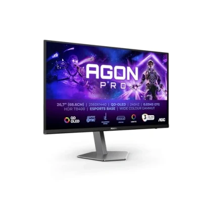 Abbildung von AOC Agon PRO AG276QZD2 27 Zoll QHD OLED Monitor, 240 Hz, 0,03 ms GtG, FreeSync Premium Pro, G Sync comp., HDR400 (2560x1440, 2x HDMI 2.1, DisplayPort,