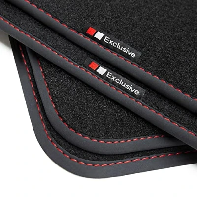Abbildung von teileplus24 EF129 Fußmatten Gummimatten Exclusive line Design kompatibel mit VW Golf Plus 5 6 Cross 2005 2014, Naht:Rot