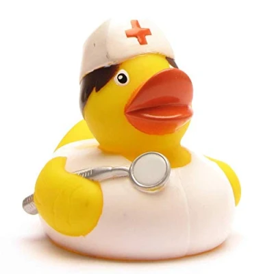 Abbildung von Duckshop I Badeente Krankenschwester Quietscheente L: 7,5 cm inkl. Badeenten Schlüsselanhänger im Set