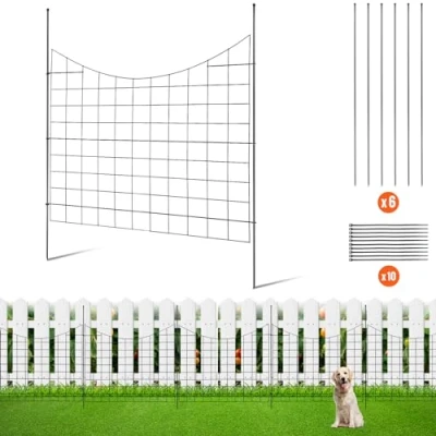 Abbildung von VEVOR 5er Set Dekorativer Gartenzaun 75x93cm Metallzaun aus Kohlenstoffstahl Steckzaun 6,38cm Spike Abstand Hundezaun Gitterzaun Beetzaun Zaun Metall Zaunelementen inkl. Befestigungsmaterial