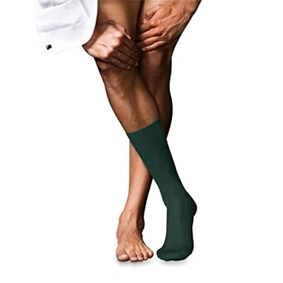 Abbildung von FALKE Herren Socken No. 10 M SO Pure Fil d&#039;Écosse Baumwolle einfarbig 1 Paar, Grün (Hunter Green 7441), 39 40