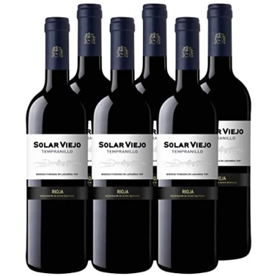 Abbildung von Solar Viejo Tempranillo DOCa Rioja Rotwein Trocken (6 x 0,75 l) aromatischer, spanischer Rotwein; Aromen roter Früchte (Himbeere und Erdbeere); ideal zu Reisgerichten, Bolognese, Tapas &amp; mildem Käse