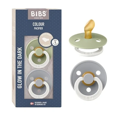 Abbildung von BIBS Colour Schnuller 2er Pack Latex Größe 1 Anatomisch, Sage Glow/Cloud Glow