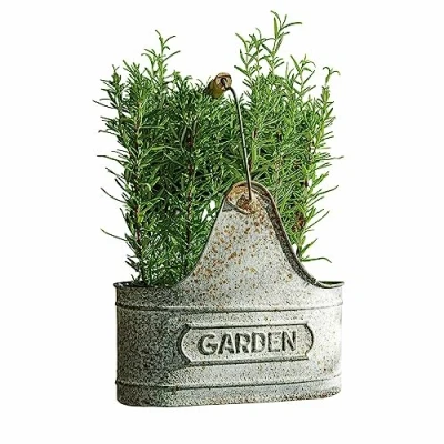 Abbildung von Loberon Korb Garden, mit Antik Finish, zum Bepflanzen geeignet, nostalgisches Design, Gartenzubehör, Gartenhelfer, Eisen, Tannenholz, antikgrau