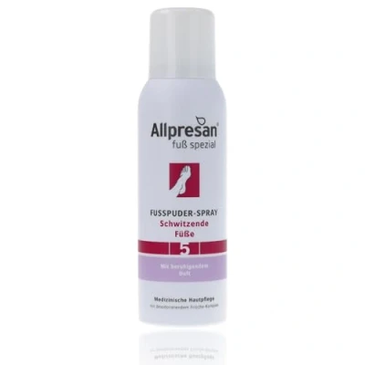 Abbildung von Allpresan Fuß spezial Nr. 5 Fußpuder Spray gegen Schweißfüße für ein trockenes Gefühl an den Füßen und in Schuhen mit beruhigendem Duft, 125 ml (2)