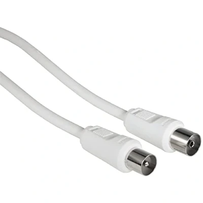 Abbildung von Hama 00011906 Koaxialkabel (5 M, Coaxial FM, Male connector / Female connector, Nickel, Weiß)