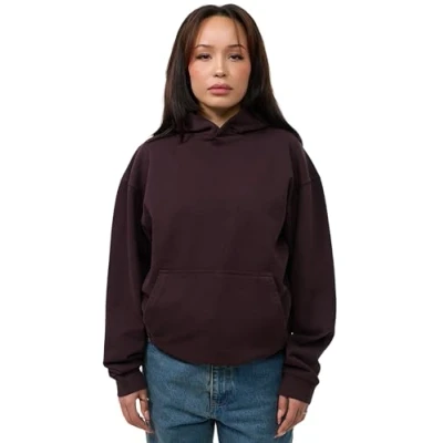 Abbildung von behype. Damen Oversize Hoodie Kapuzenpullover Einfarbig Basic Heavy Blank Pullover Unifarben Kapuzen Sweatshirt Für Frauen DC_Damen_5003 Chocolate Brown Washed S