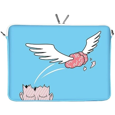Abbildung von Digittrade LS169 13 Timeout Designer Mac Book Tasche Zoll Neopren passend als iPad Pro Case 12.9 bis 13.3 (33.8 cm) Air Cover Gehirn Vogel blau rosa