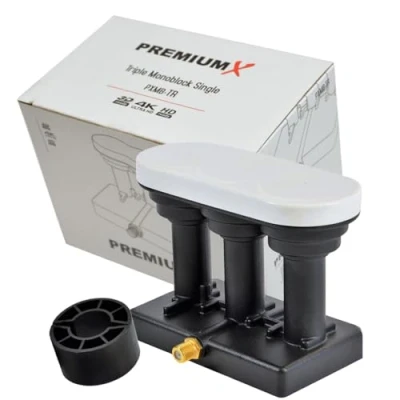 Abbildung von Premium X PXMB TR Triple Monoblock Single triplefeed Astra 19,2 Eutelsat 16 Hotbird 13 Sat Empfang 1 Teilnehmer HD 3D 4K HDTV