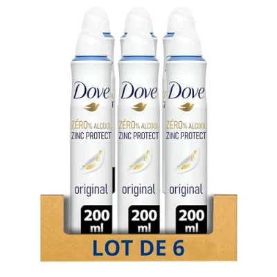 Abbildung von DOVE Original Zinc Protect Deodorant für Damen, Spray, 0% Alkohol, 72 Stunden Geruchsschutz (6 x 200 ml)