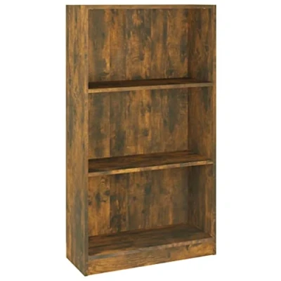 Abbildung von vidaXL Bücherregal mit 3 Fächern Standregal Regal Aktenregal Wandregal Aufbewahrung Bücherschrank Räuchereiche 60x24x109cm Holzwerkstoff