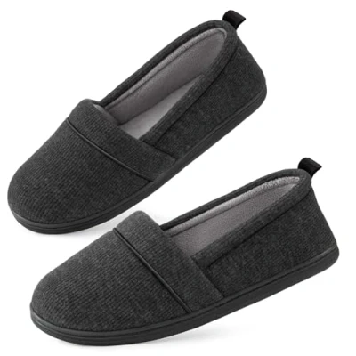 Abbildung von EverFoams Damen Gemütliche Memory Foam Hausschuhe, Leichte Frottee Halbschuhe mit Rutschfester Gummisohle Schwarz,37 EU