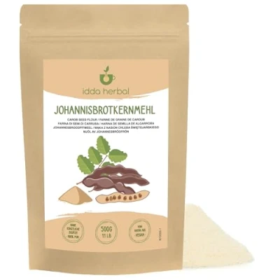 Abbildung von Johannisbrotkernmehl E410 500g, Carobpulver als Stärke geeignet, für Eis, Johannisbrotkern Pulver E410, Mehl, Viskosität 3000 cps.