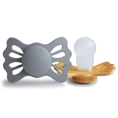 Abbildung von FRIGG Lucky Silikon Schnuller Symmetrischer 2er Pack BPA frei Hergestellt in Dänemark Great Gray/Honey Gold Größe 2 (6 18 Monate)