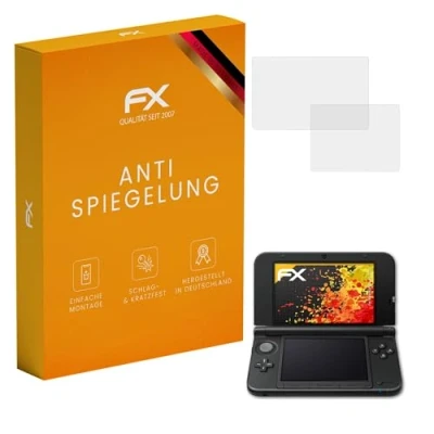 Abbildung von atFoliX Panzerfolie kompatibel mit Nintendo 3DS XL 2012 Schutzfolie, entspiegelnde und stoßdämpfende FX Folie (3er Set)