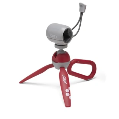 Abbildung von JOBY HandyPod Clip Mini Stativ mit Karabiner und Smartphone Klemme für iPhone Galaxy Pixel Phones Kompaktkamera Sony ZV 1 II Rot (JB01840 BWW)