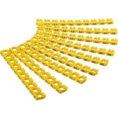 Abbildung von Goobay Kabelmarker Clips Buchstaben A C, für Kabeldurchmesser bis 6 mm, mm farbige Kennzeichnungsringe 3x 30 Stück zum Markieren von z.B. Netzwerkkabeln (72518)