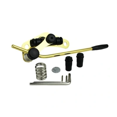 Abbildung von Guyker Tune O Matic Style E Gitarre Bridge Stop Bar Saitenhalter Tremolo kompatibel mit LP SG Gitarren TM85, Gold + Schwarz